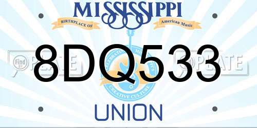 8DQ533 Mississippi License Plate