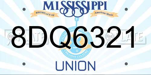 8DQ6321 Mississippi License Plate