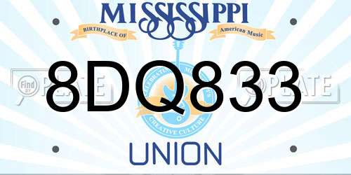 8DQ833 Mississippi License Plate