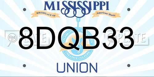 8DQB33 Mississippi License Plate
