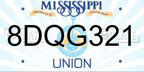 8DQG321 Mississippi License Plate