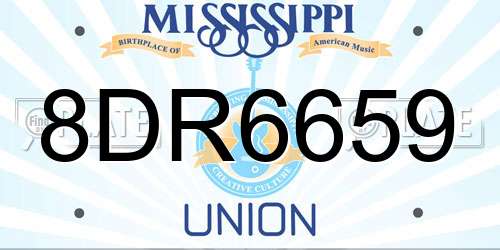 8DR6659 Mississippi License Plate