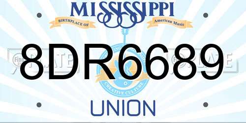8DR6689 Mississippi License Plate
