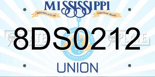 8DS0212 Mississippi License Plate