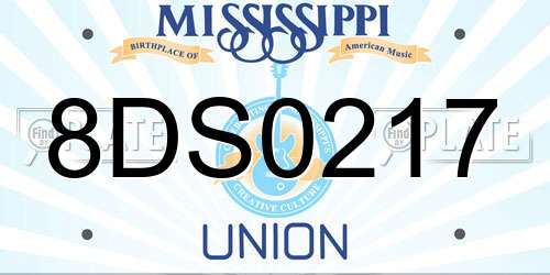 8DS0217 Mississippi License Plate