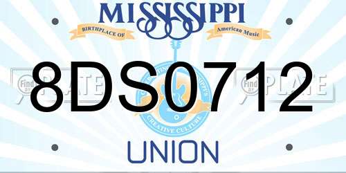 8DS0712 Mississippi License Plate