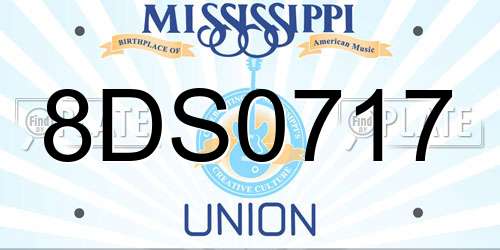 8DS0717 Mississippi License Plate