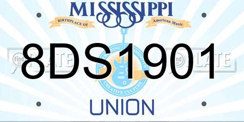 8DS1901 Mississippi License Plate
