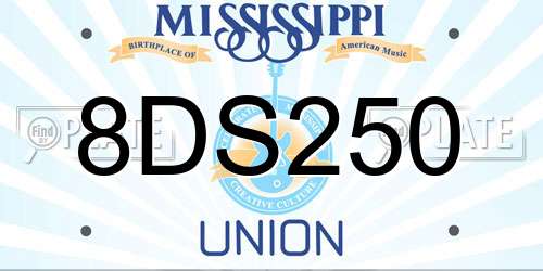 8DS250 Mississippi License Plate