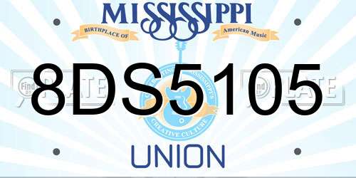 8DS5105 Mississippi License Plate
