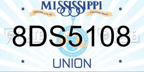 8DS5108 Mississippi License Plate