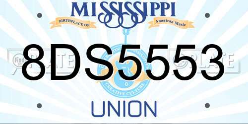 8DS5553 Mississippi License Plate
