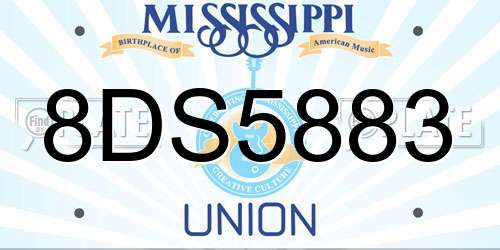 8DS5883 Mississippi License Plate
