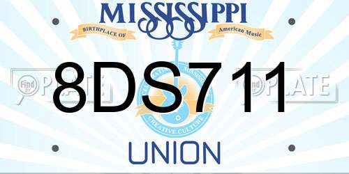 8DS711 Mississippi License Plate