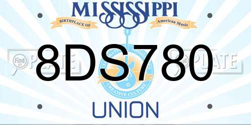 8DS780 Mississippi License Plate