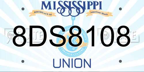 8DS8108 Mississippi License Plate