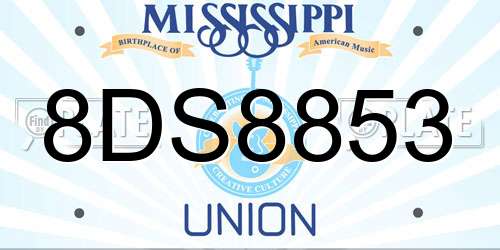 8DS8853 Mississippi License Plate