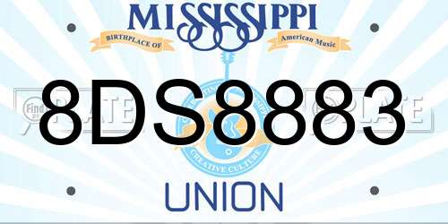 8DS8883 Mississippi License Plate
