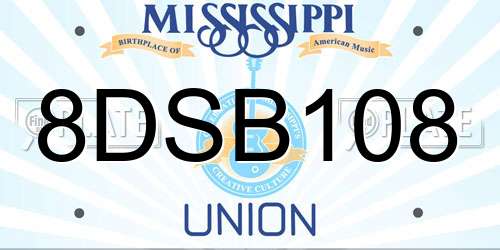 8DSB108 Mississippi License Plate