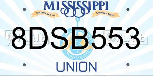 8DSB553 Mississippi License Plate