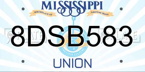 8DSB583 Mississippi License Plate