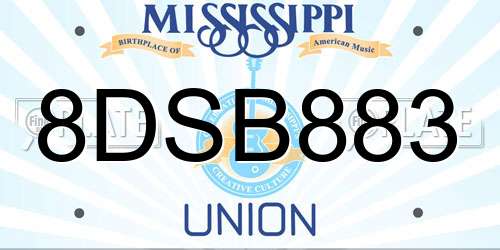 8DSB883 Mississippi License Plate