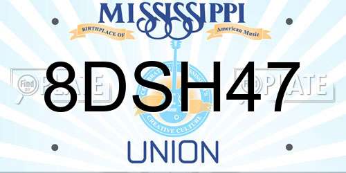 8DSH47 Mississippi License Plate