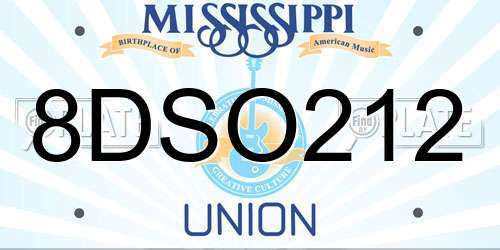 8DSO212 Mississippi License Plate