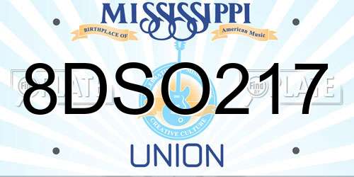 8DSO217 Mississippi License Plate