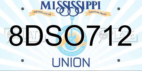 8DSO712 Mississippi License Plate