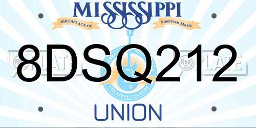 8DSQ212 Mississippi License Plate