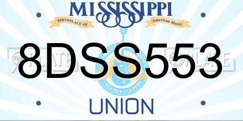 8DSS553 Mississippi License Plate