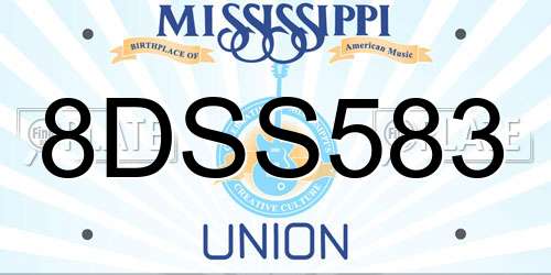 8DSS583 Mississippi License Plate