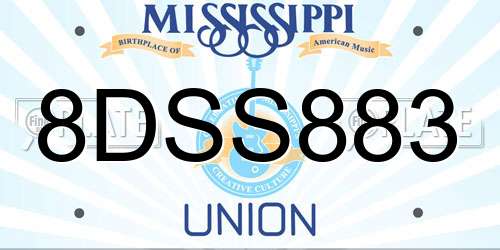 8DSS883 Mississippi License Plate