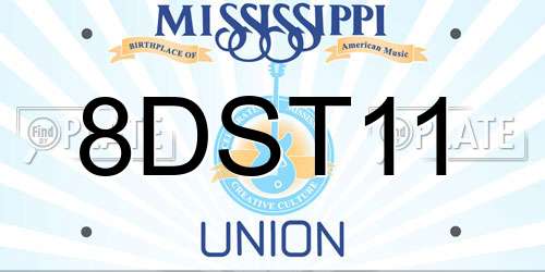 8DST11 Mississippi License Plate