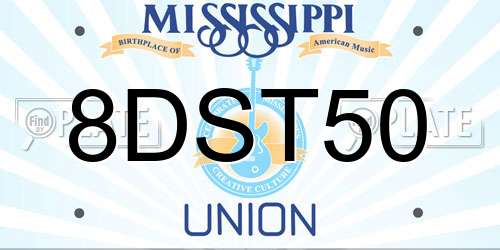 8DST50 Mississippi License Plate
