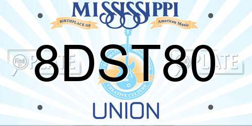 8DST80 Mississippi License Plate