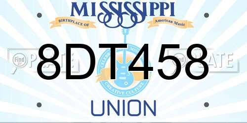 8DT458 Mississippi License Plate