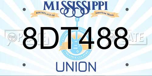 8DT488 Mississippi License Plate