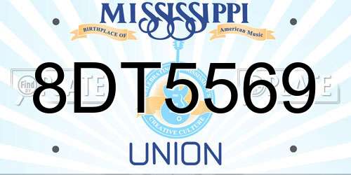 8DT5569 Mississippi License Plate