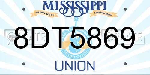 8DT5869 Mississippi License Plate