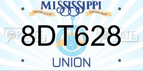 8DT628 Mississippi License Plate