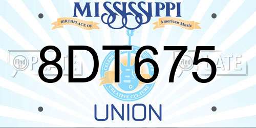 8DT675 Mississippi License Plate