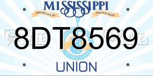 8DT8569 Mississippi License Plate