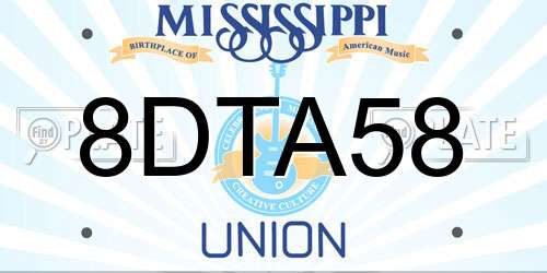 8DTA58 Mississippi License Plate