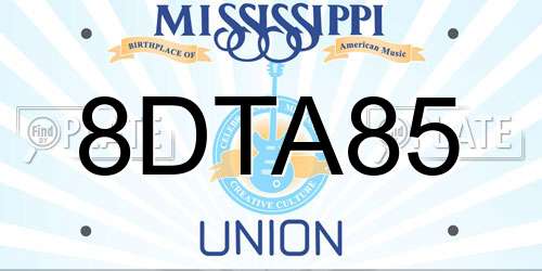 8DTA85 Mississippi License Plate