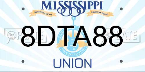 8DTA88 Mississippi License Plate