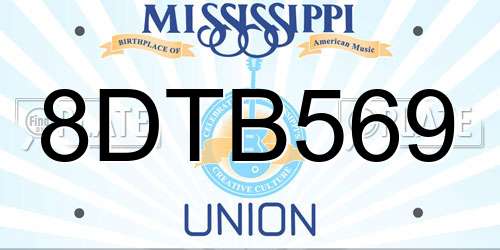 8DTB569 Mississippi License Plate