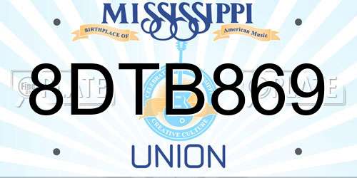 8DTB869 Mississippi License Plate