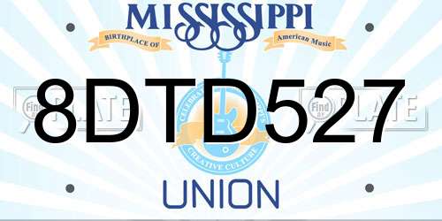 8DTD527 Mississippi License Plate